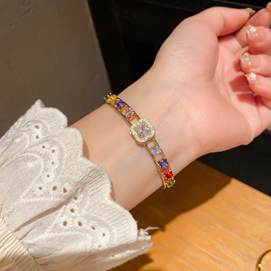 Bracelet vintage européen serti de zircon — élégance française intemporelle chic! - IVOIRART.COM
