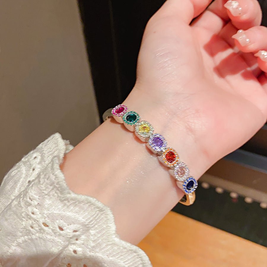 Bracelet vintage européen serti de zircon — élégance française intemporelle chic! - IVOIRART.COM