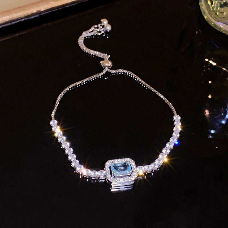 Bracelet Zircon Bleu Givré - Style Coréen Chic, Bangle Élégant de Luxe - Raffiné - IVOIRART.COM