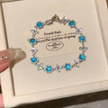 Bracelet Zircon Bleu Givré - Style Coréen Chic, Bangle Élégant de Luxe - Raffiné - IVOIRART.COM