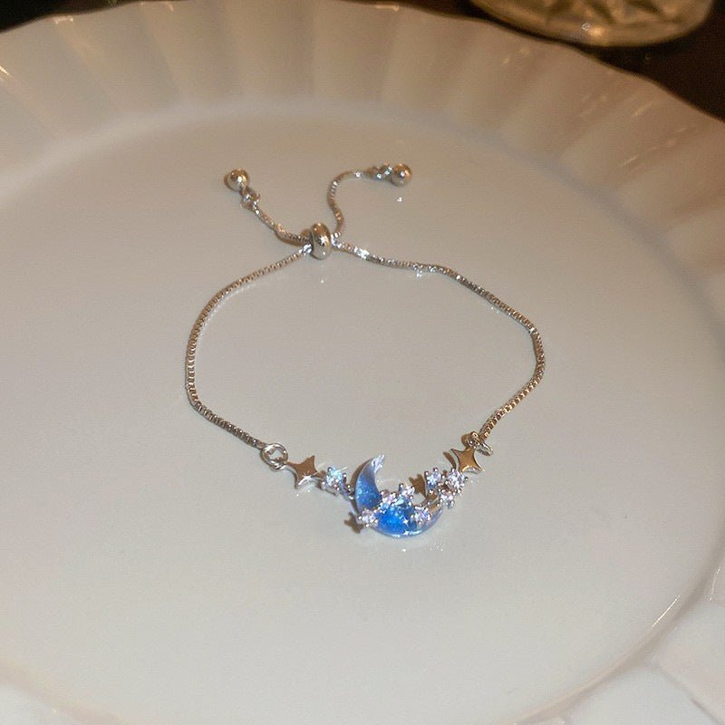 Bracelet Zircon Bleu Givré - Style Coréen Chic, Bangle Élégant de Luxe - Raffiné - IVOIRART.COM