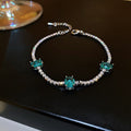 Bracelet Zircon Bleu Glace style Coréen, Jonc délicat, Luxe polyvalent poignet. - IVOIRART.COM