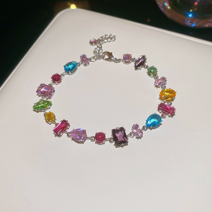 Bracelet Zircon Bleu Glace style Coréen, Jonc délicat, Luxe polyvalent poignet. - IVOIRART.COM