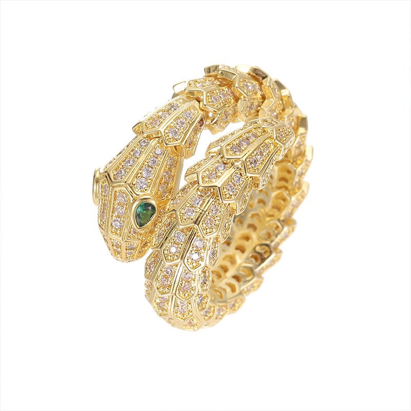 Brass Gold Plated Micro Set Diamond Bracelet Ring Set - IVOIRART.COM