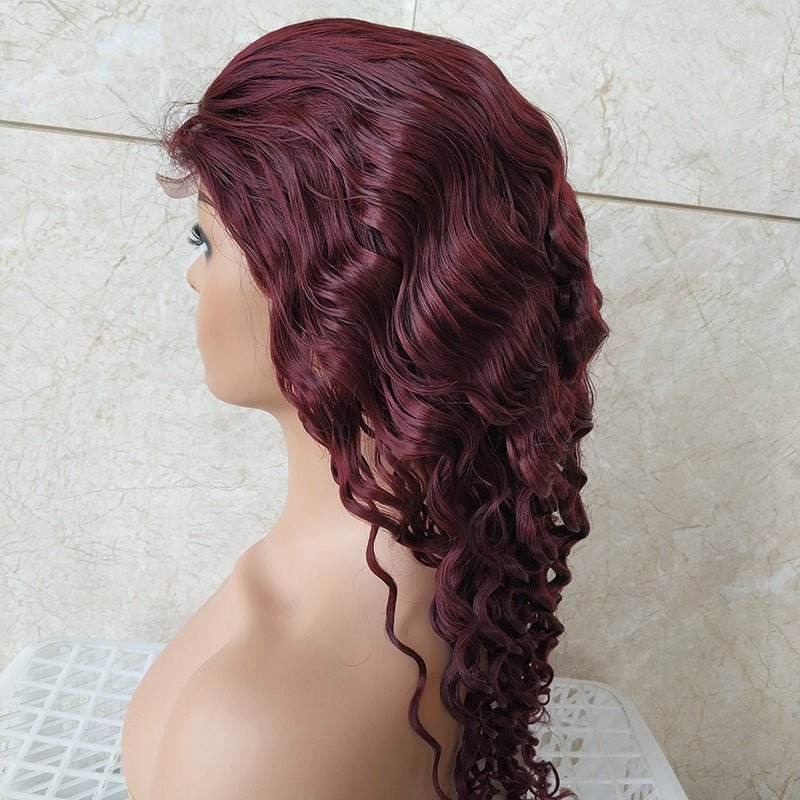 Brazilian Reality Wig Burgundy Lace Headgear 4x4 Loose Wave Lace Wig - IVOIRART.COM