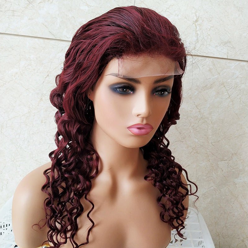 Brazilian Reality Wig Burgundy Lace Headgear 4x4 Loose Wave Lace Wig - IVOIRART.COM