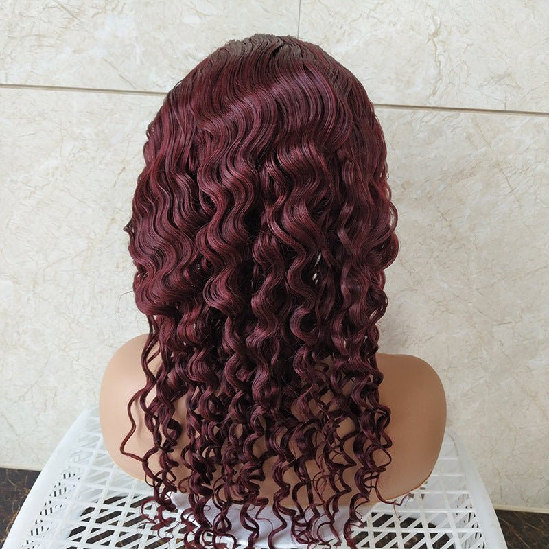 Brazilian Reality Wig Burgundy Lace Headgear 4x4 Loose Wave Lace Wig - IVOIRART.COM