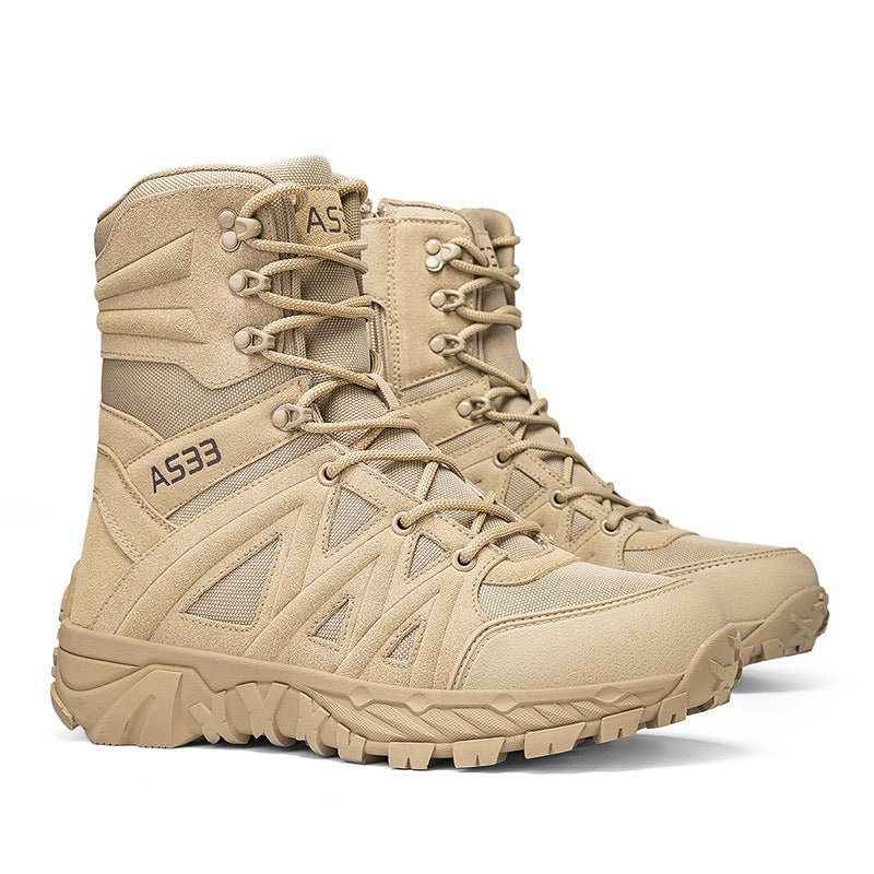 Breathable Leather Hiking Boots High-top Outdoor Climbing Shoes And Rugged Work Boots For The Wildernes - IVOIRART.COM