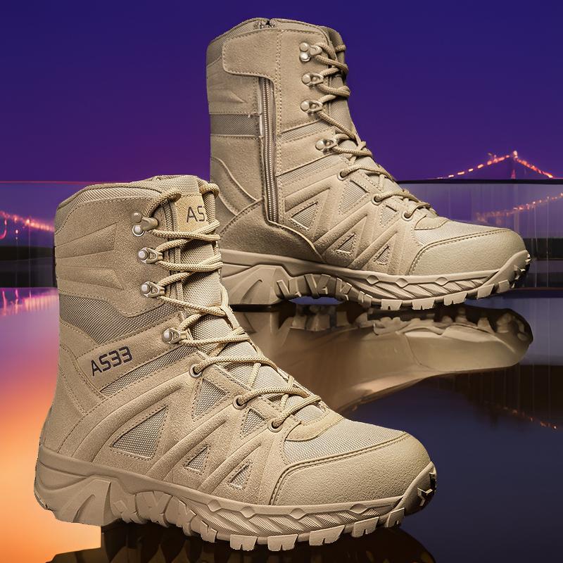 Breathable Leather Hiking Boots High-top Outdoor Climbing Shoes And Rugged Work Boots For The Wildernes - IVOIRART.COM