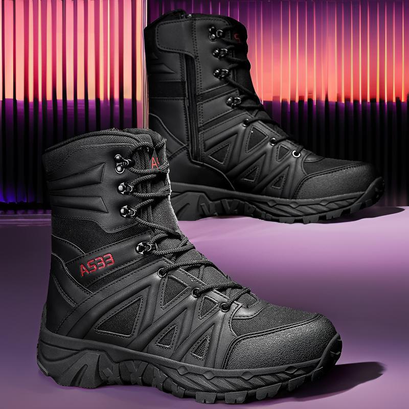 Breathable Leather Hiking Boots High-top Outdoor Climbing Shoes And Rugged Work Boots For The Wildernes - IVOIRART.COM
