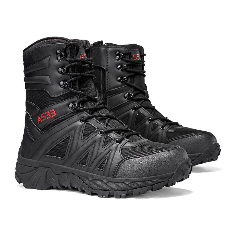 Breathable Leather Hiking Boots High-top Outdoor Climbing Shoes And Rugged Work Boots For The Wildernes - IVOIRART.COM