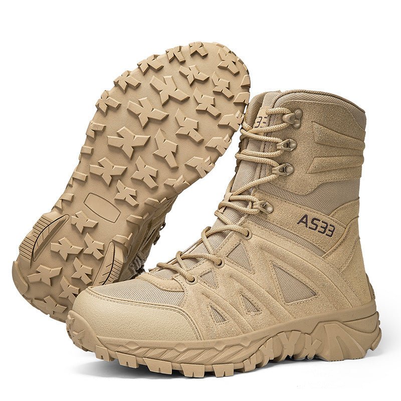 Breathable Leather Hiking Boots High-top Outdoor Climbing Shoes And Rugged Work Boots For The Wildernes - IVOIRART.COM