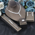 Bridal Wedding Dinner Jewelry Suit Fashion Rose Zircon Necklace Earrings Four-piece Set - IVOIRART.COM