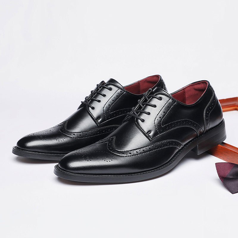 British Lace Up Block Chaussures cuir véritable semelle bois-rubber antidérapant - IVOIRART.COM