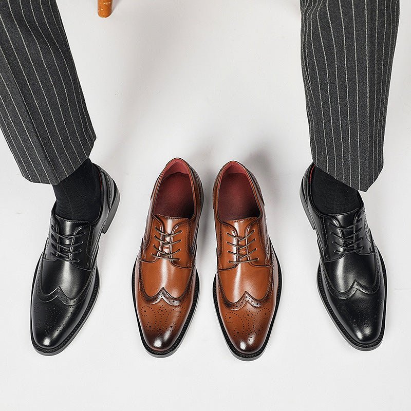 British Lace Up Block Chaussures cuir véritable semelle bois-rubber antidérapant - IVOIRART.COM