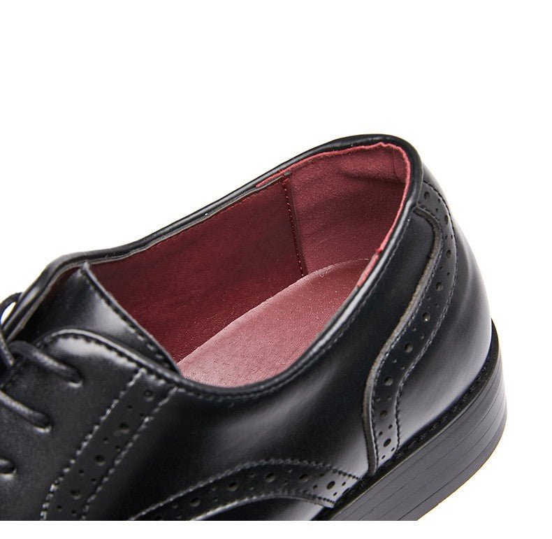 British Lace Up Block Chaussures cuir véritable semelle bois-rubber antidérapant - IVOIRART.COM