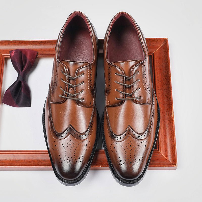 British Lace Up Block Chaussures cuir véritable semelle bois-rubber antidérapant - IVOIRART.COM