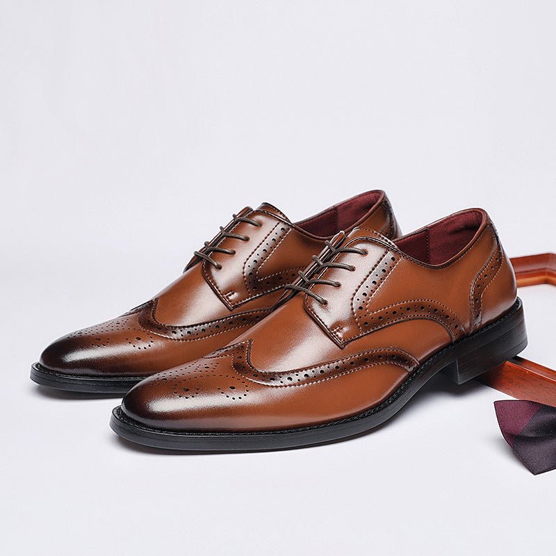 British Lace Up Block Chaussures cuir véritable semelle bois-rubber antidérapant - IVOIRART.COM