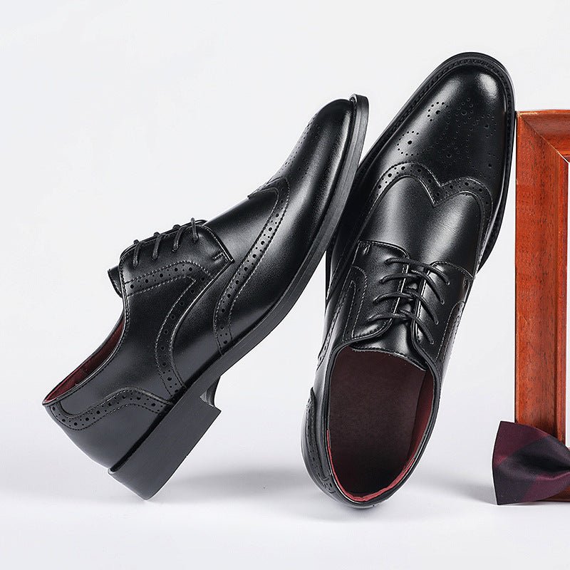 British Lace Up Block Chaussures cuir véritable semelle bois-rubber antidérapant - IVOIRART.COM