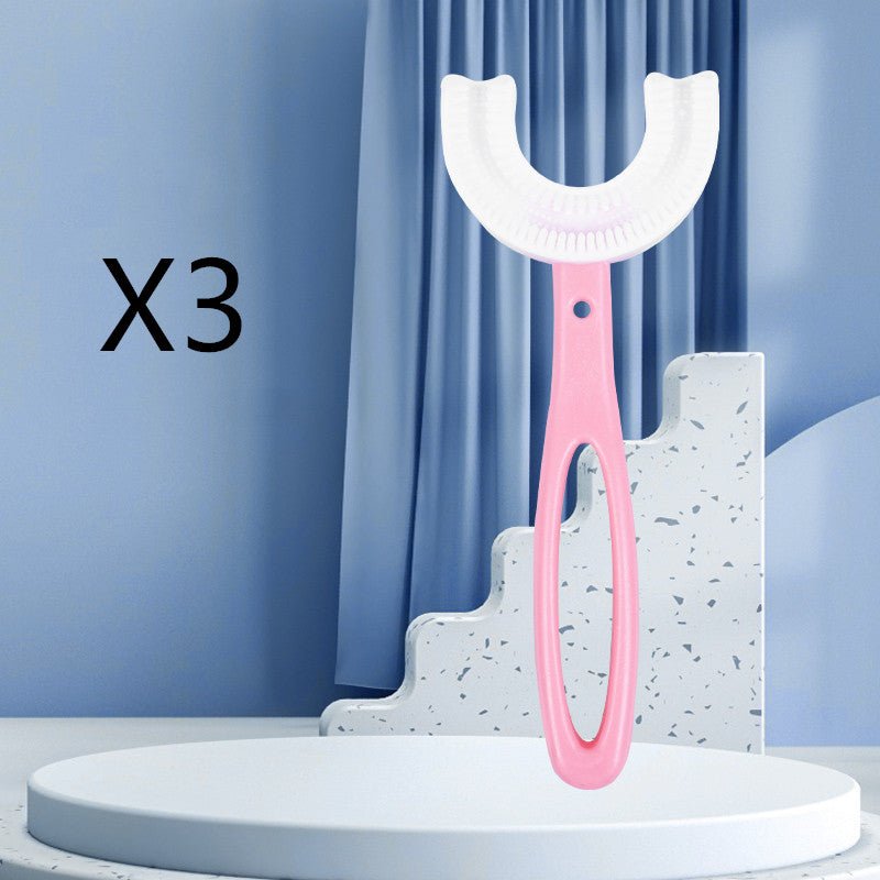 Brosse à dents souple en caoutchouc alimentaire forme en U pour enfants, 2-12 ans - IVOIRART.COM