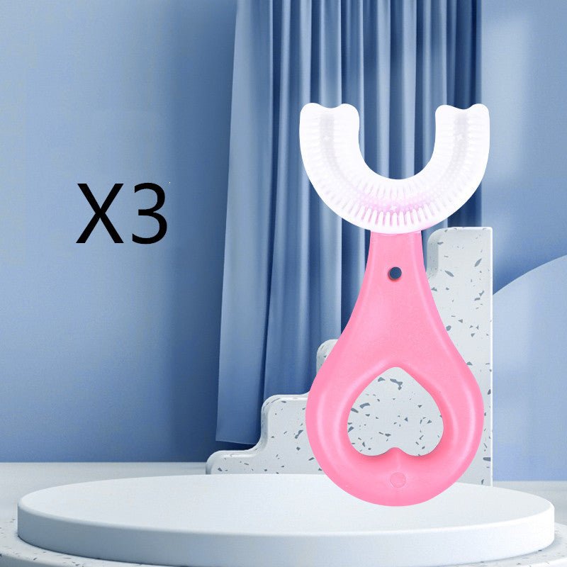 Brosse à dents souple en caoutchouc alimentaire forme en U pour enfants, 2-12 ans - IVOIRART.COM