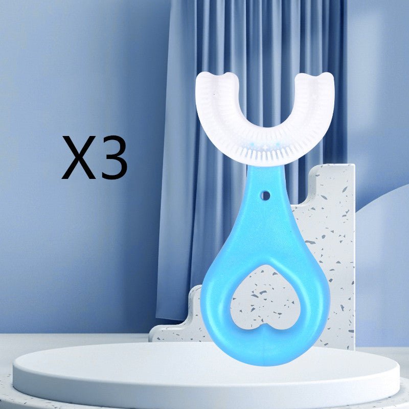 Brosse à dents souple en caoutchouc alimentaire forme en U pour enfants, 2-12 ans - IVOIRART.COM