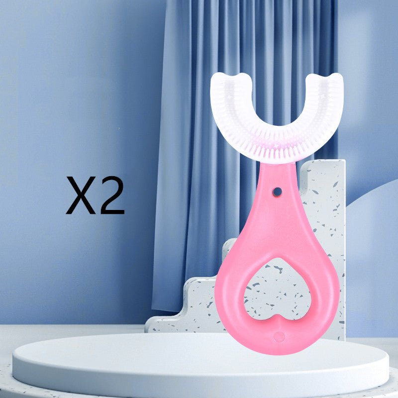 Brosse à dents souple en caoutchouc alimentaire forme en U pour enfants, 2-12 ans - IVOIRART.COM