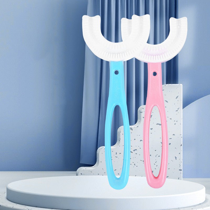 Brosse à dents souple en caoutchouc alimentaire forme en U pour enfants, 2-12 ans - IVOIRART.COM
