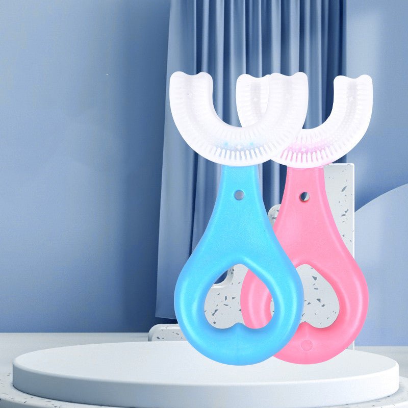 Brosse à dents souple en caoutchouc alimentaire forme en U pour enfants, 2-12 ans - IVOIRART.COM