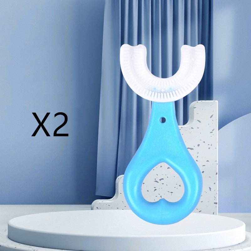 Brosse à dents souple en caoutchouc alimentaire forme en U pour enfants, 2-12 ans - IVOIRART.COM