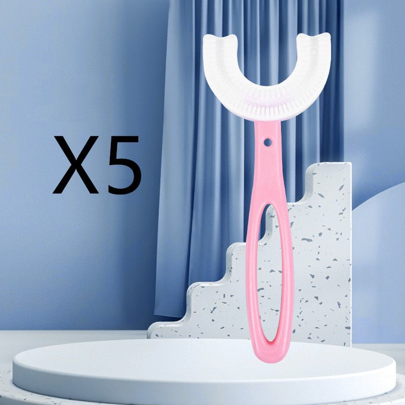 Brosse à dents souple en caoutchouc alimentaire forme en U pour enfants, 2-12 ans - IVOIRART.COM