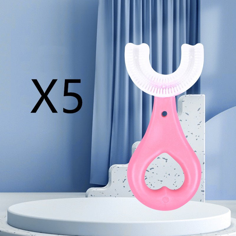 Brosse à dents souple en caoutchouc alimentaire forme en U pour enfants, 2-12 ans - IVOIRART.COM
