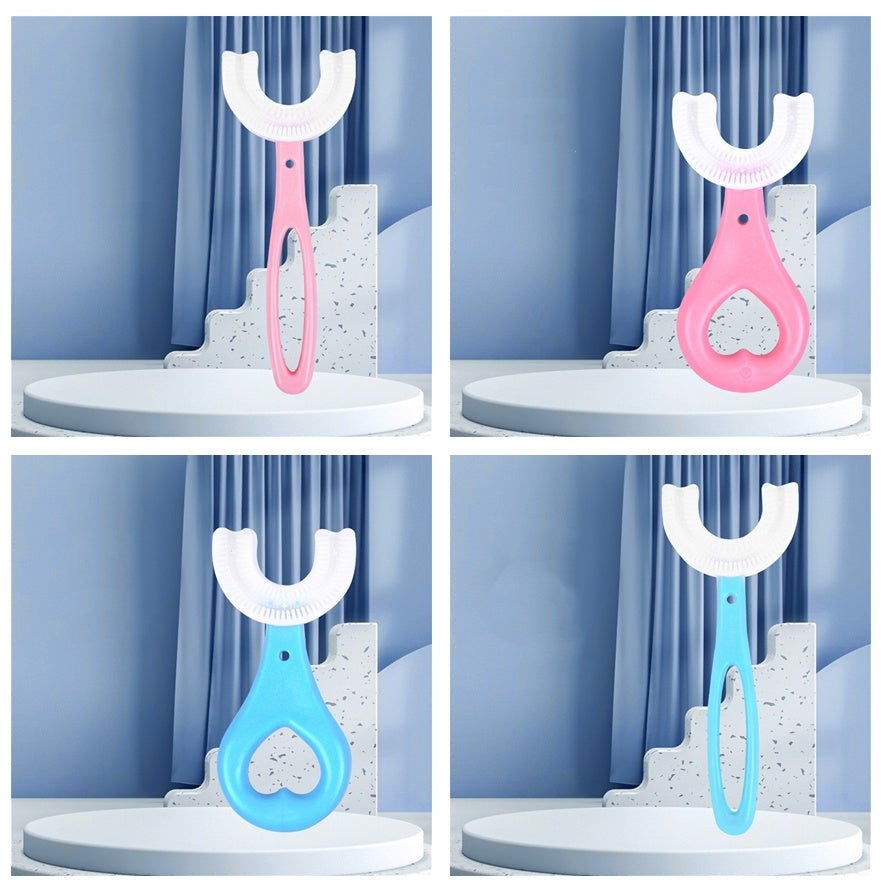 Brosse à dents souple en caoutchouc alimentaire forme en U pour enfants, 2-12 ans - IVOIRART.COM