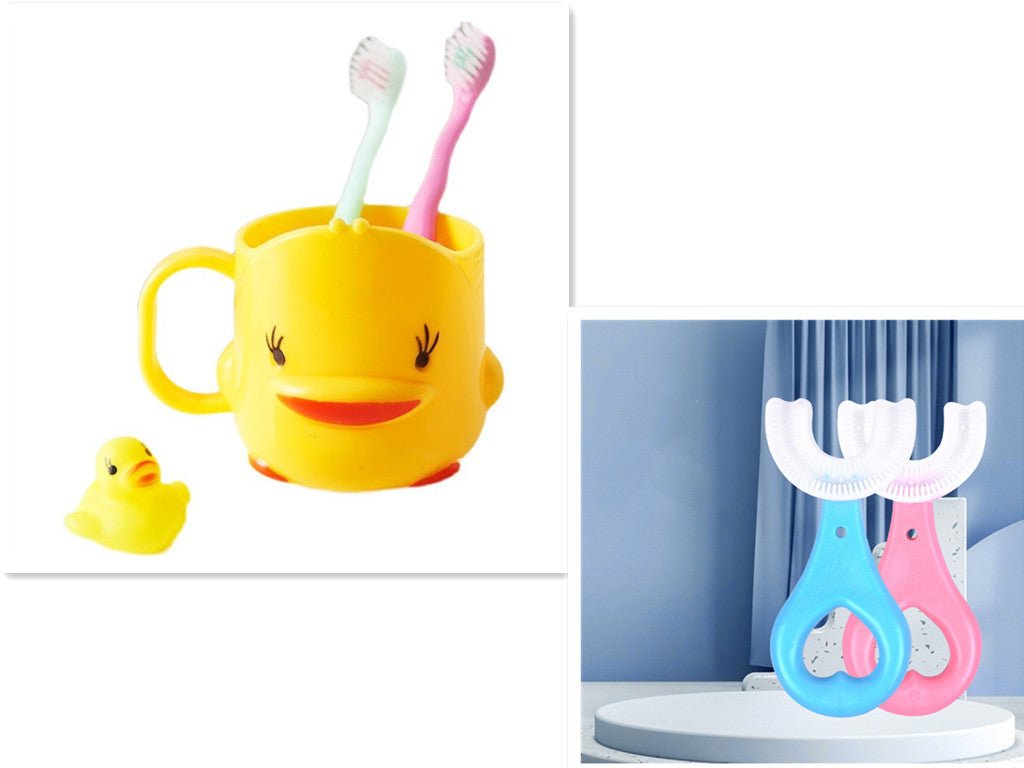 Brosse à dents souple en caoutchouc alimentaire forme en U pour enfants, 2-12 ans - IVOIRART.COM