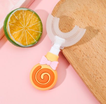 Brosse à dents souple en caoutchouc alimentaire forme en U pour enfants, 2-12 ans - IVOIRART.COM