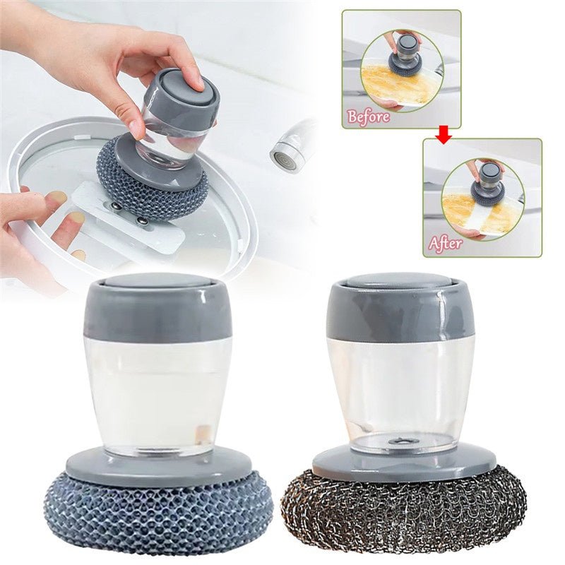 Brosse à Main avec Distribution de Savon pour Cuisine - Outil Nettoyant Poussoir 80 caractères - IVOIRART.COM