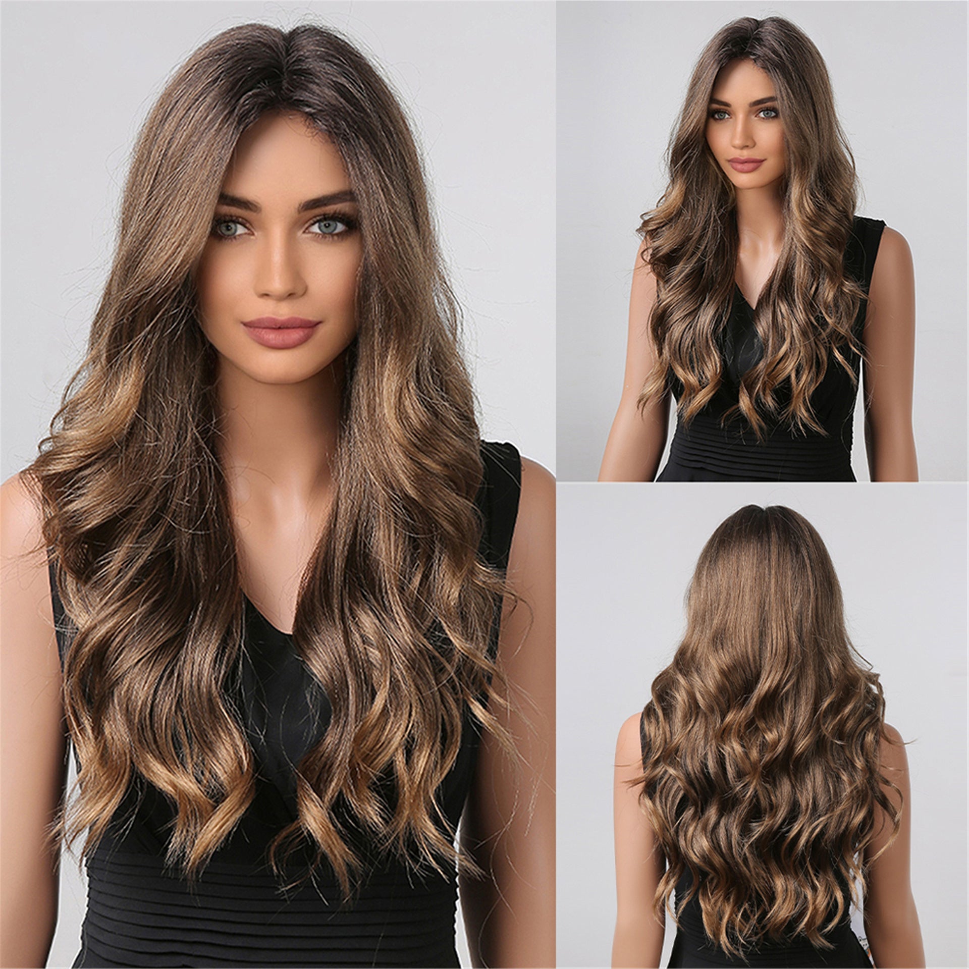 Brown Long Curly Hair European And American Wig - IVOIRART.COM