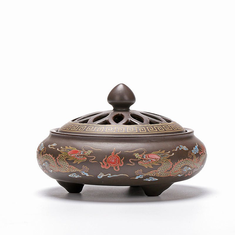 Brûleur d'encens cloisonné en céramique - Brûleur inversé, canal d'encens émaillé - IVOIRART.COM