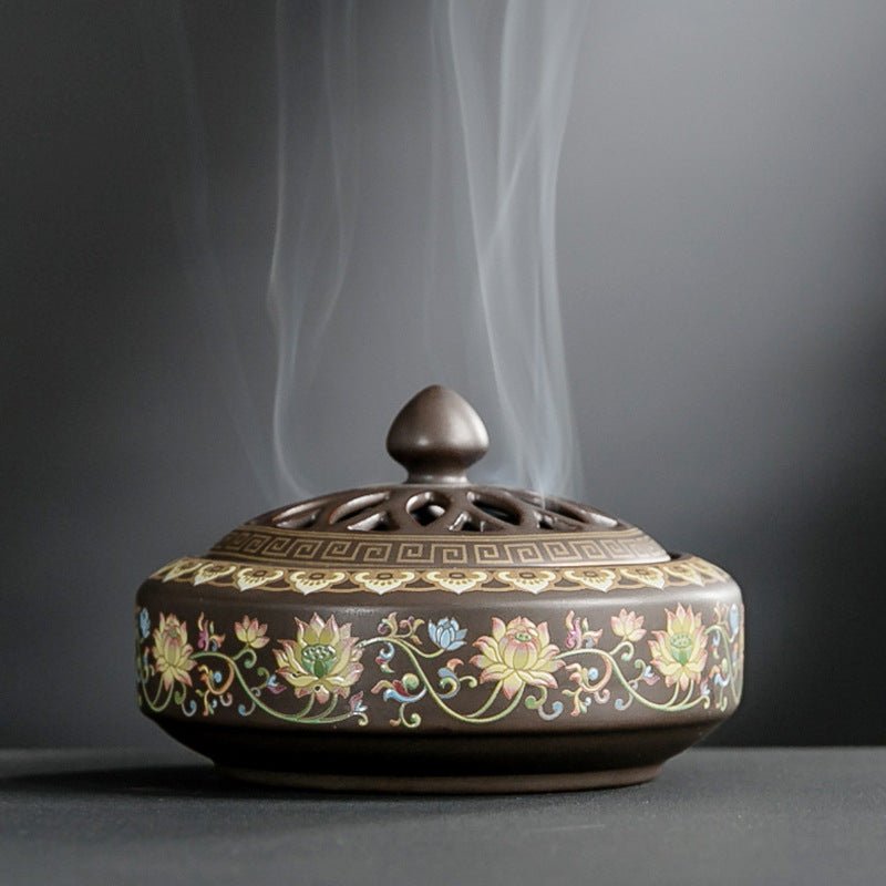 Brûleur d'encens cloisonné en céramique - Brûleur inversé, canal d'encens émaillé - IVOIRART.COM