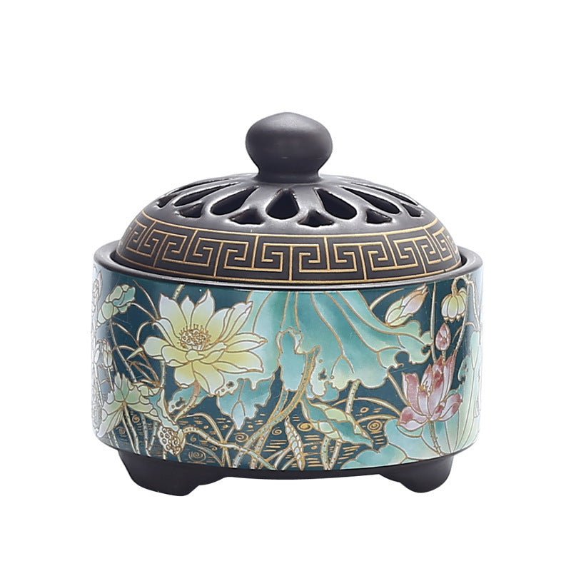 Brûleur d'encens cloisonné en céramique - Brûleur inversé, canal d'encens émaillé - IVOIRART.COM