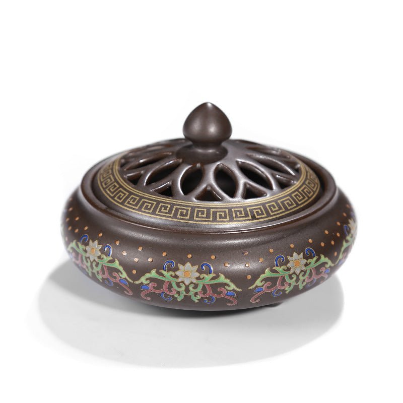 Brûleur d'encens cloisonné en céramique - Brûleur inversé, canal d'encens émaillé - IVOIRART.COM