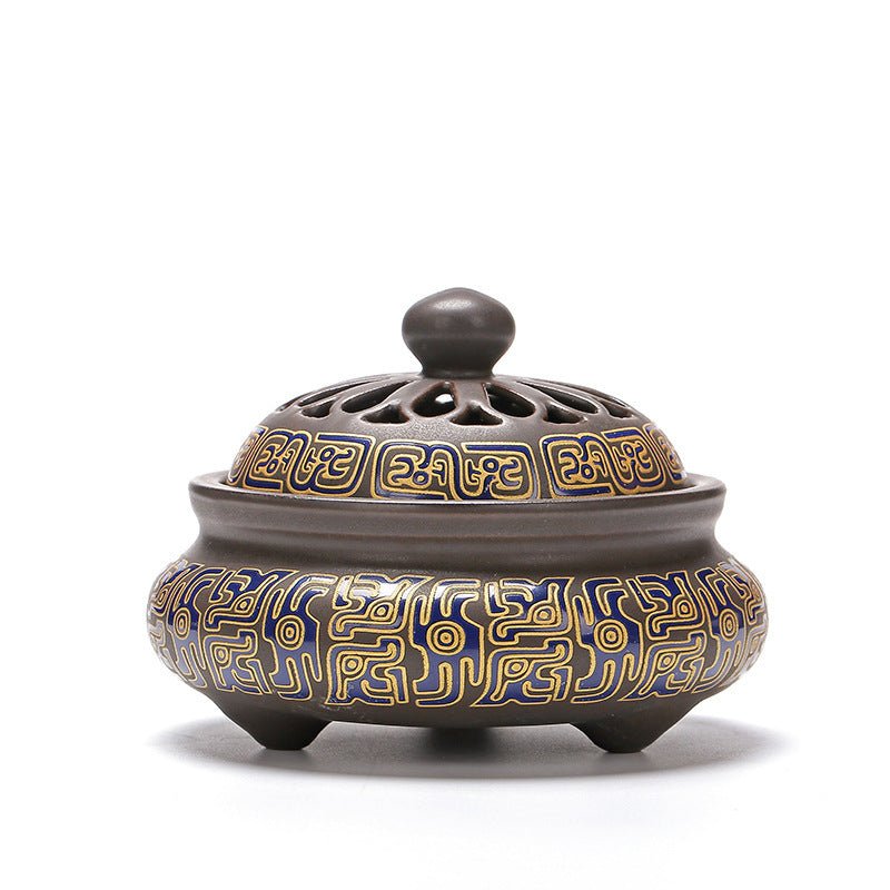 Brûleur d'encens cloisonné en céramique - Brûleur inversé, canal d'encens émaillé - IVOIRART.COM
