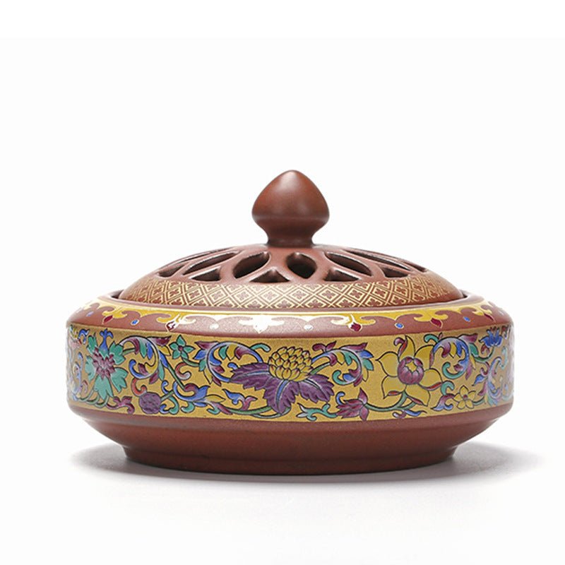 Brûleur d'encens cloisonné en céramique - Brûleur inversé, canal d'encens émaillé - IVOIRART.COM
