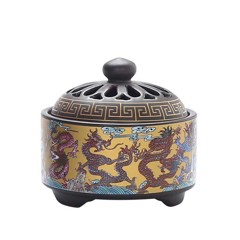 Brûleur d'encens cloisonné en céramique - Brûleur inversé, canal d'encens émaillé - IVOIRART.COM
