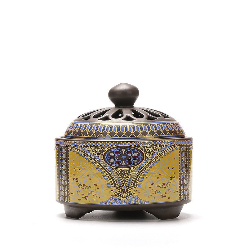 Brûleur d'encens cloisonné en céramique - Brûleur inversé, canal d'encens émaillé - IVOIRART.COM