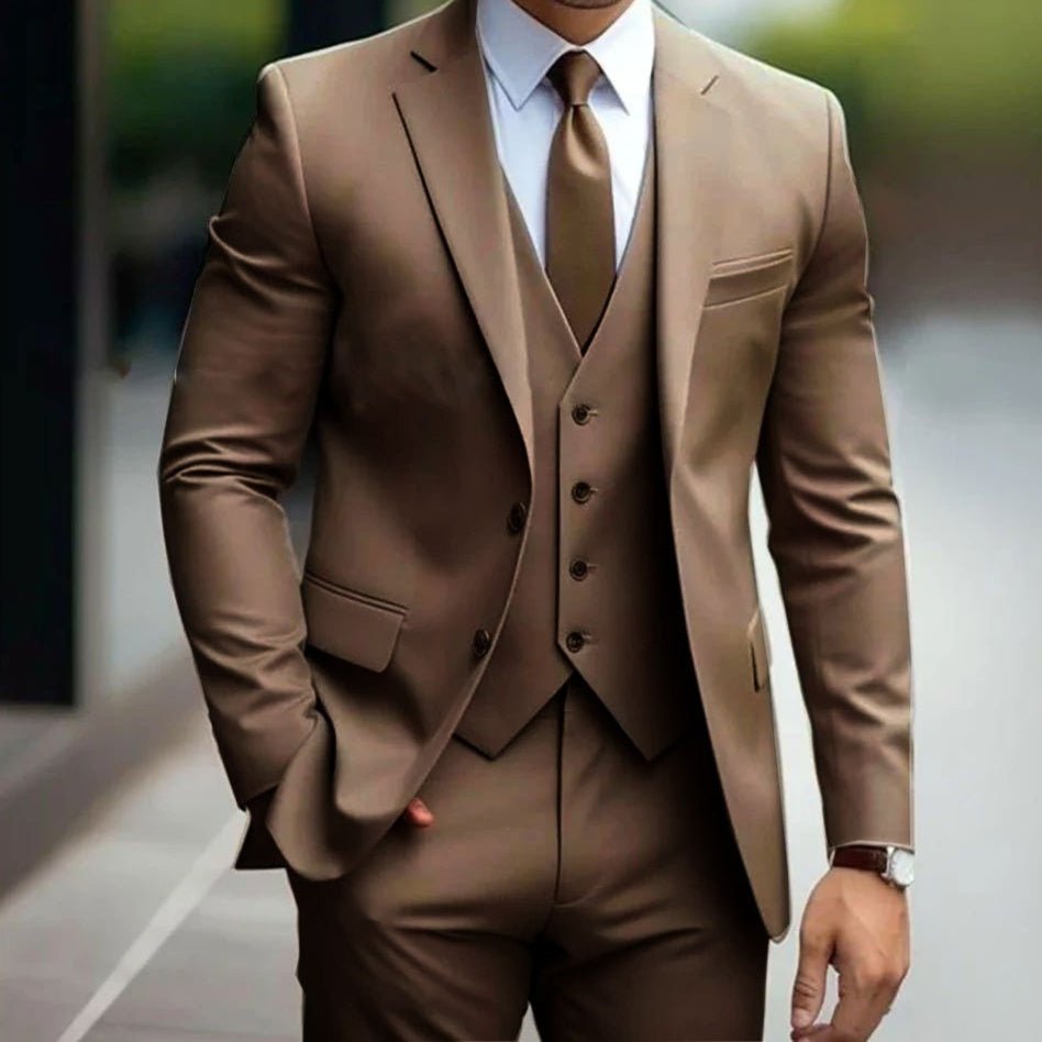 Business Casual Men's Three-piece Suit For Bridegroom Men's Wedding - IVOIRART.COM