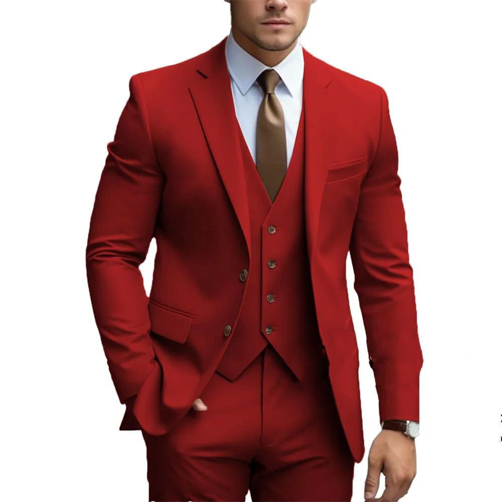 Business Casual Men's Three-piece Suit For Bridegroom Men's Wedding - IVOIRART.COM