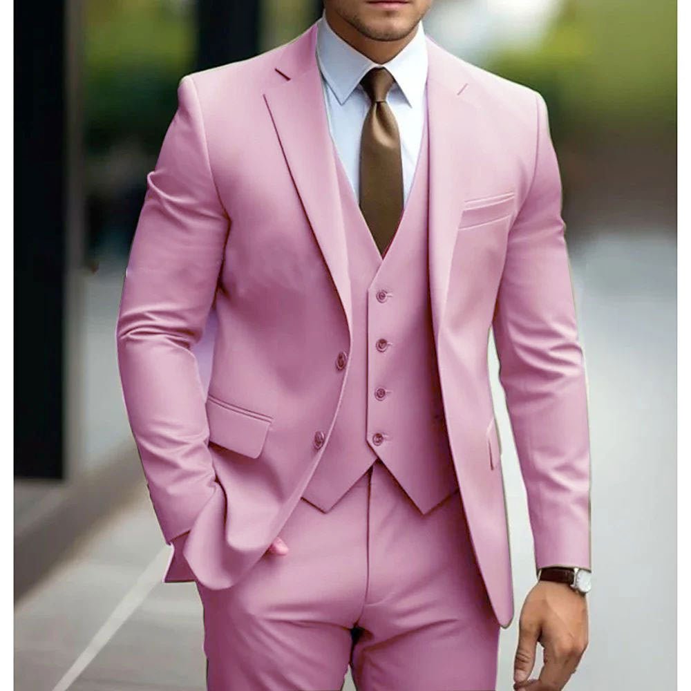 Business Casual Men's Three-piece Suit For Bridegroom Men's Wedding - IVOIRART.COM