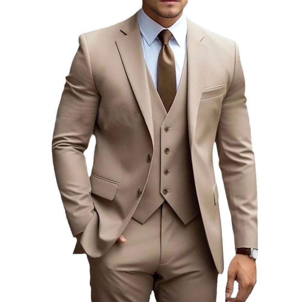 Business Casual Men's Three-piece Suit For Bridegroom Men's Wedding - IVOIRART.COM