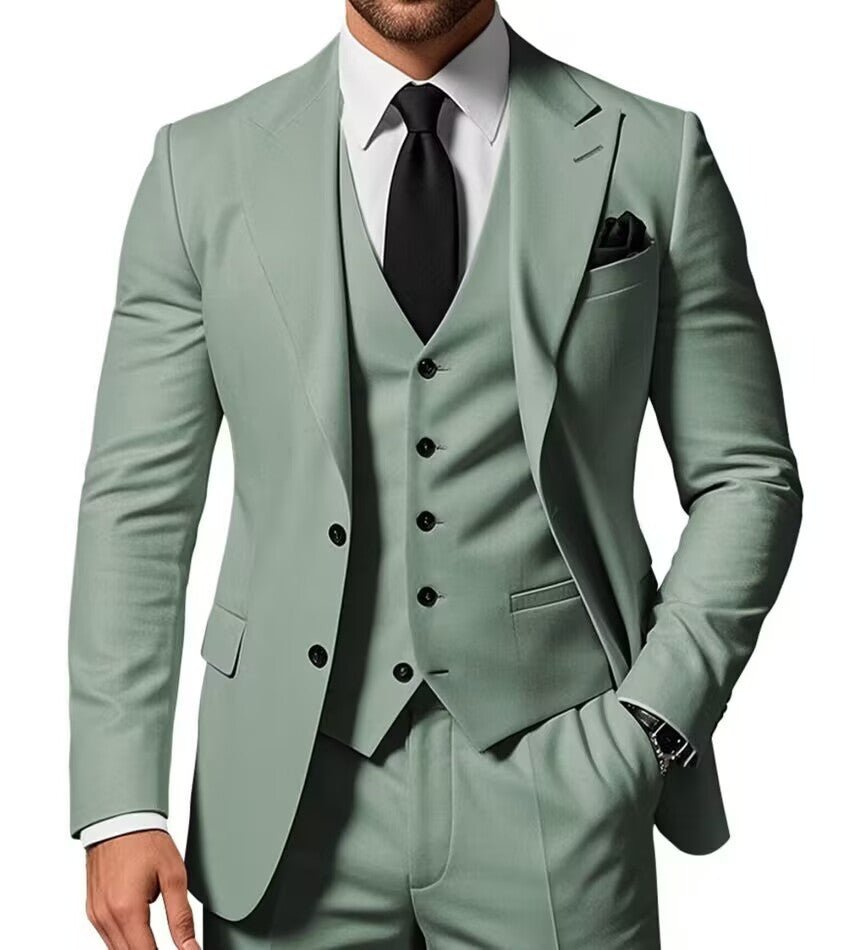 Business Casual Men's Three-piece Suit For Bridegroom Men's Wedding - IVOIRART.COM